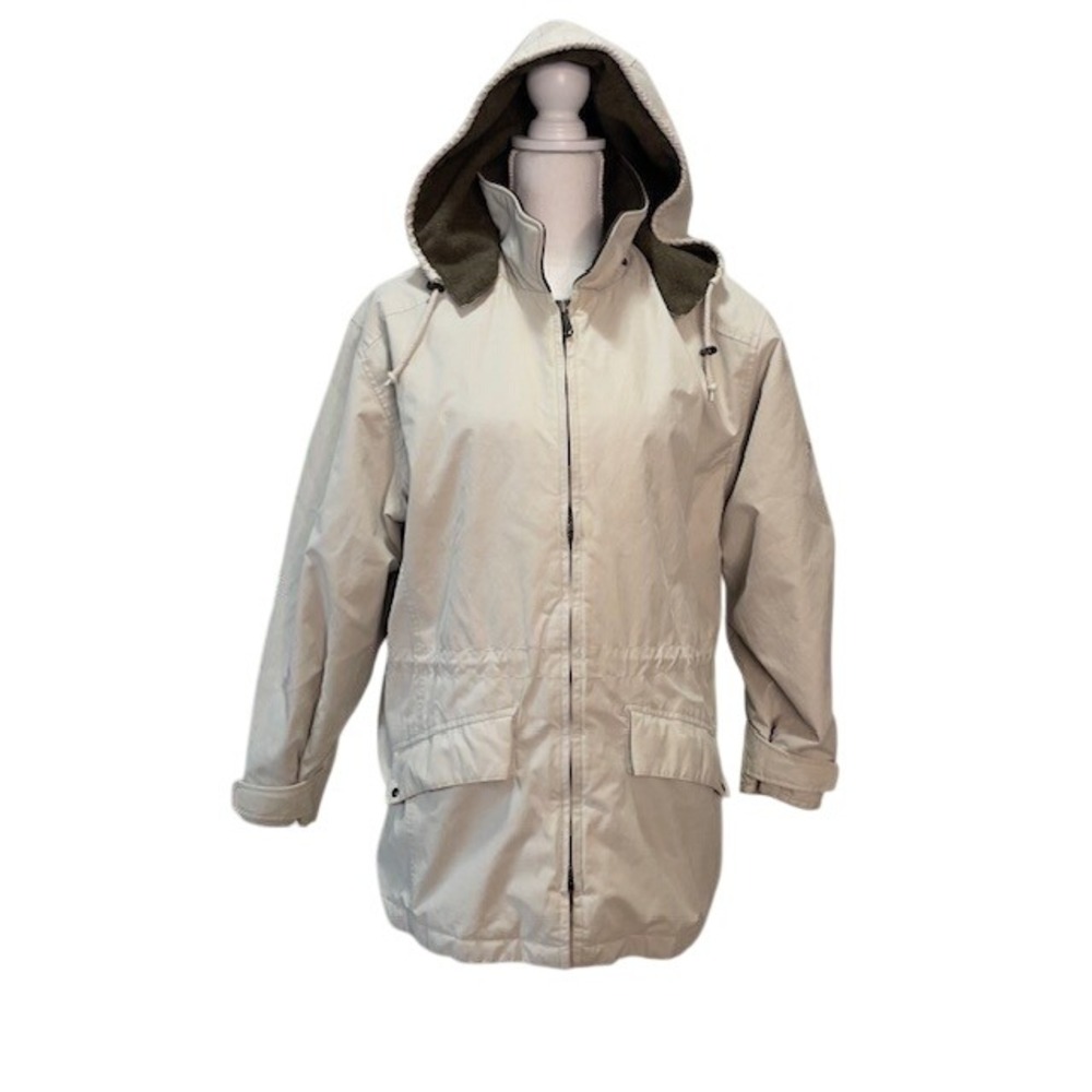 Pacific Trail Petite L Hooded Winter Jacket Beige Fleece Lined Outdoor Coat Warm